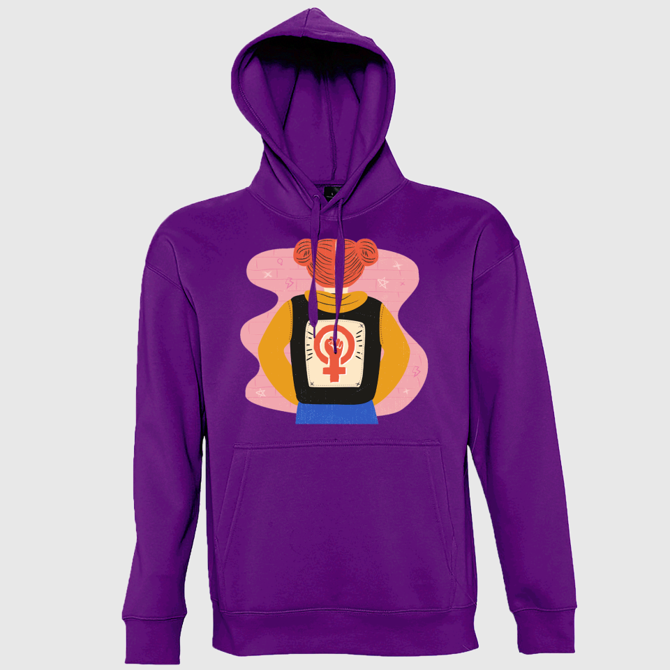 Sudadera con capucha para el día de la mujer diseño Chica Espalda