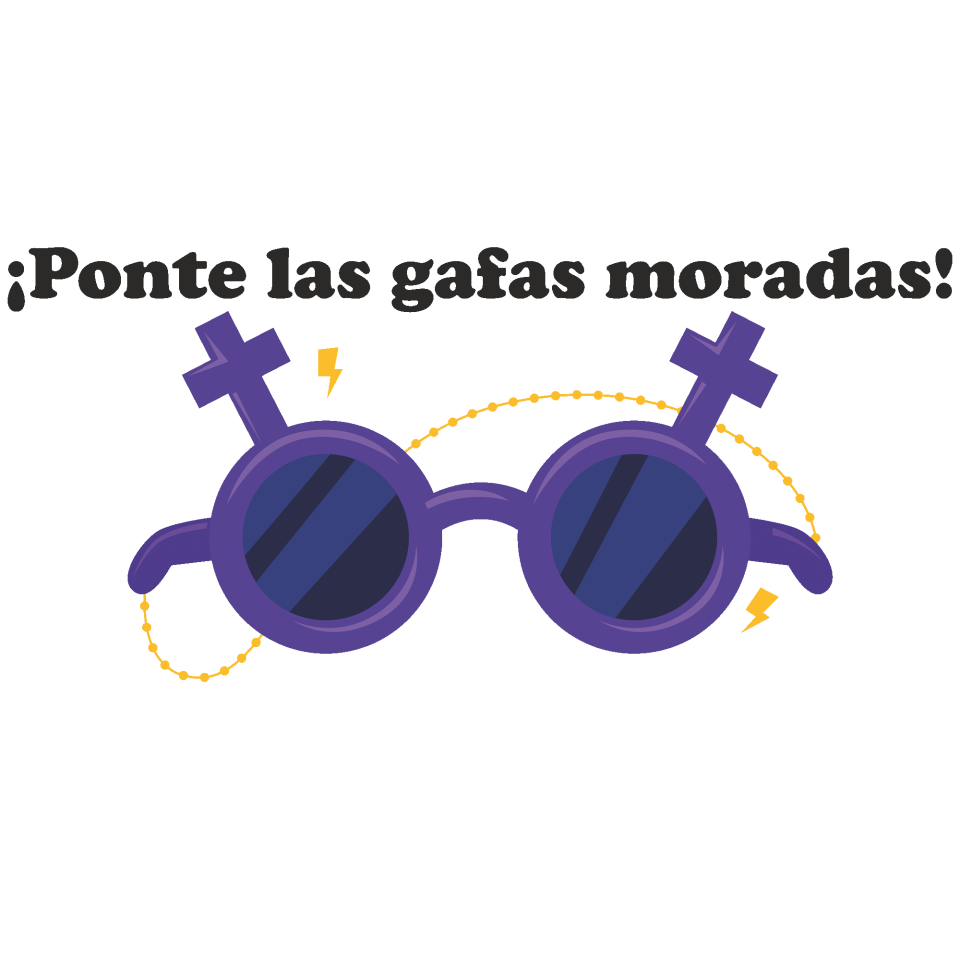 Bidón termo para el día de la mujer diseño Gafas Moradas
