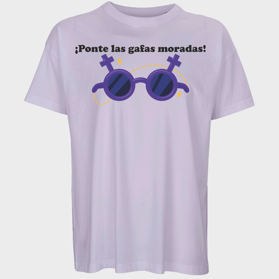 Camiseta oversize hombre para el día de la mujer diseño Gafas Moradas