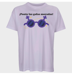 Camiseta oversize hombre para el día de la mujer diseño Gafas Moradas