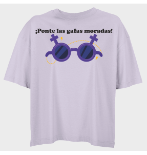 Camiseta oversize mujer para el día de la mujer diseño Gafas Moradas