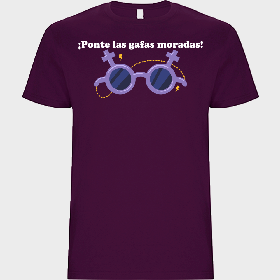 Camiseta unisex para el día de la mujer diseño Gafas Moradas