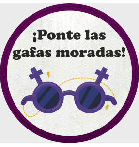 Parche redondo para el día de la mujer diseño Gafas Moradas