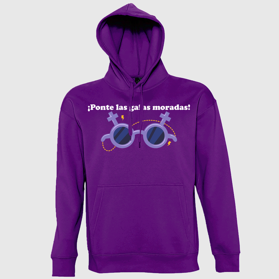Sudadera con capucha para el día de la mujer diseño Gafas Moradas