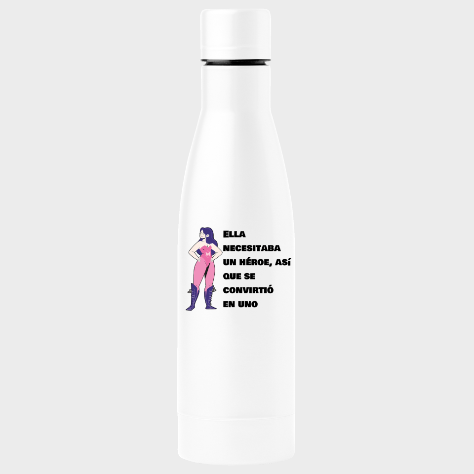 Bidón termo para el día de la mujer diseño Superheroina