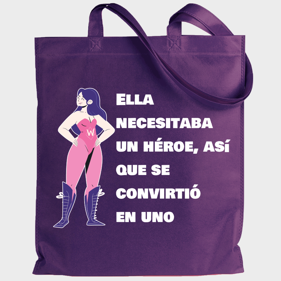 Tote bag para el día de la mujer diseño Superheroina