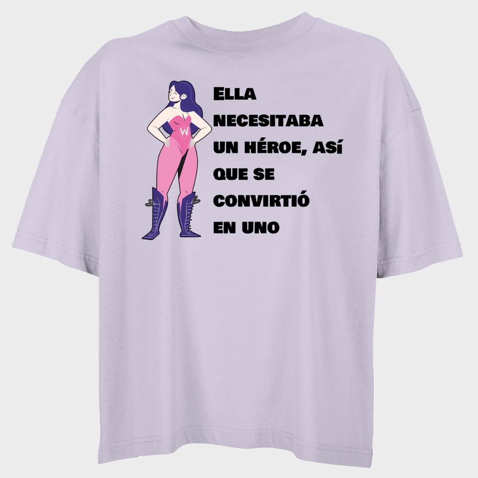Camiseta oversize mujer para el día de la mujer diseño Superheroina
