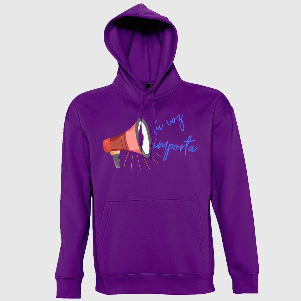 Sudadera con capucha para el día de la mujer diseño Tu Voz Importa