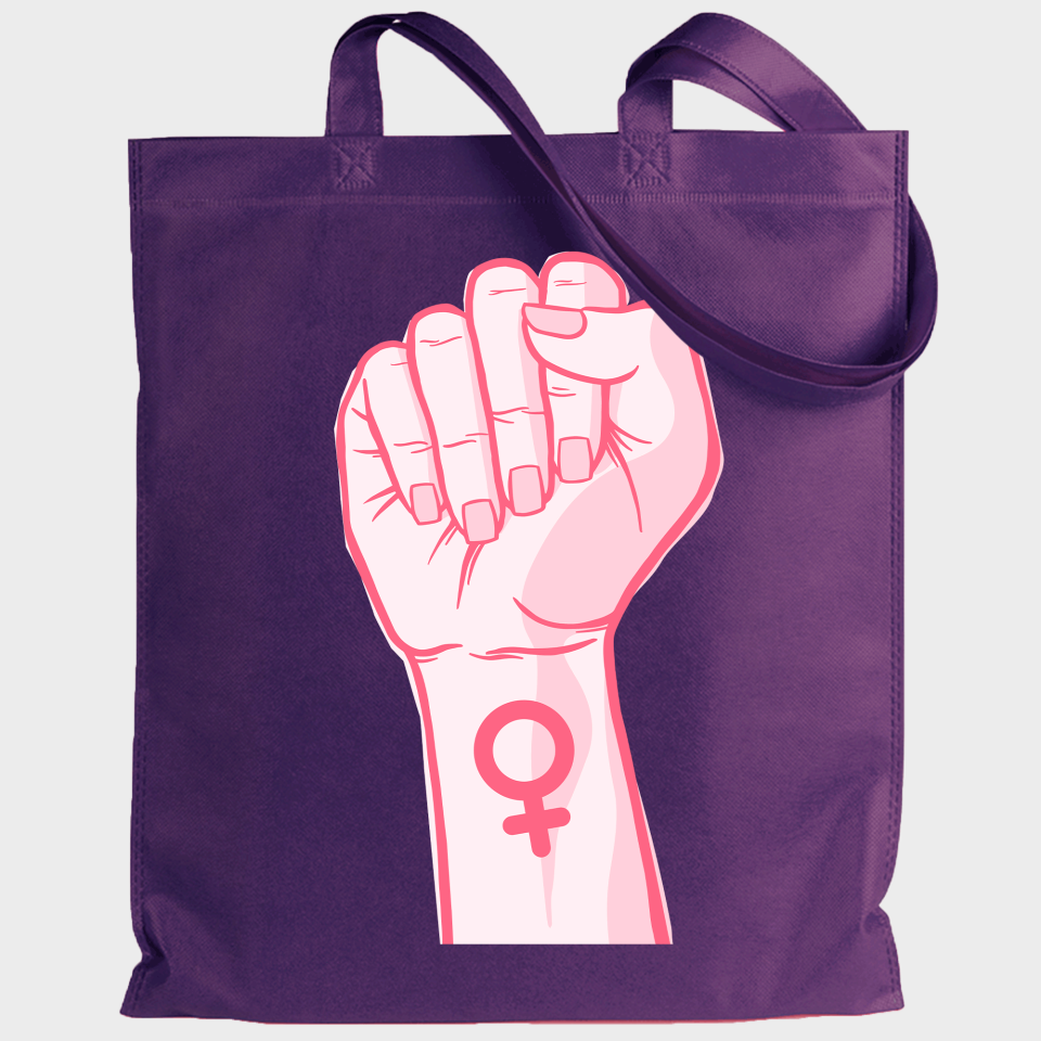 Tote bag para el día de la mujer diseño Puño Con Símbolo