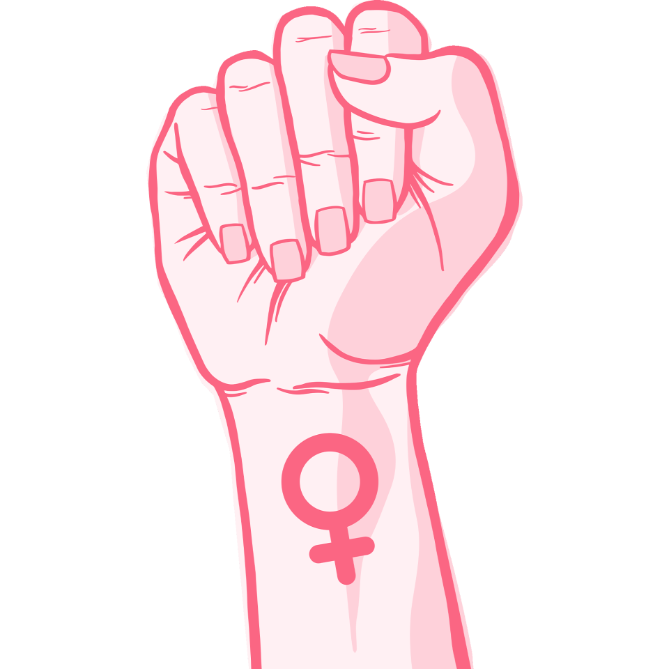 Parche redondo para el día de la mujer diseño Puño Con Símbolo