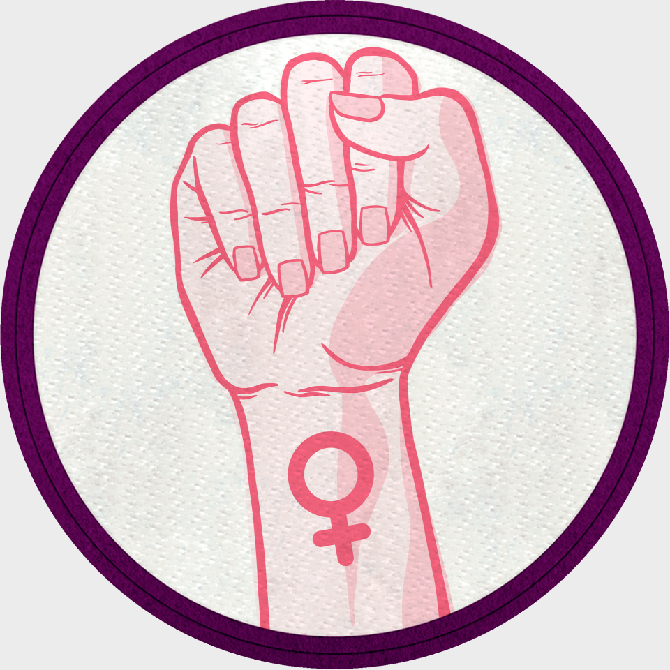 Parche redondo para el día de la mujer diseño Puño Con Símbolo