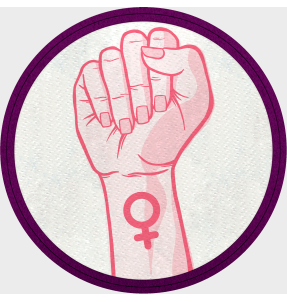 Parche redondo para el día de la mujer diseño Puño Con Símbolo