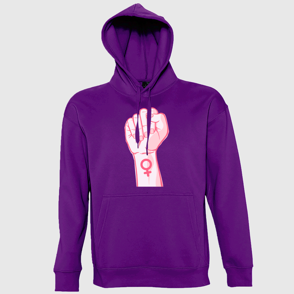 Sudadera con capucha para el día de la mujer diseño Puño Con Símbolo