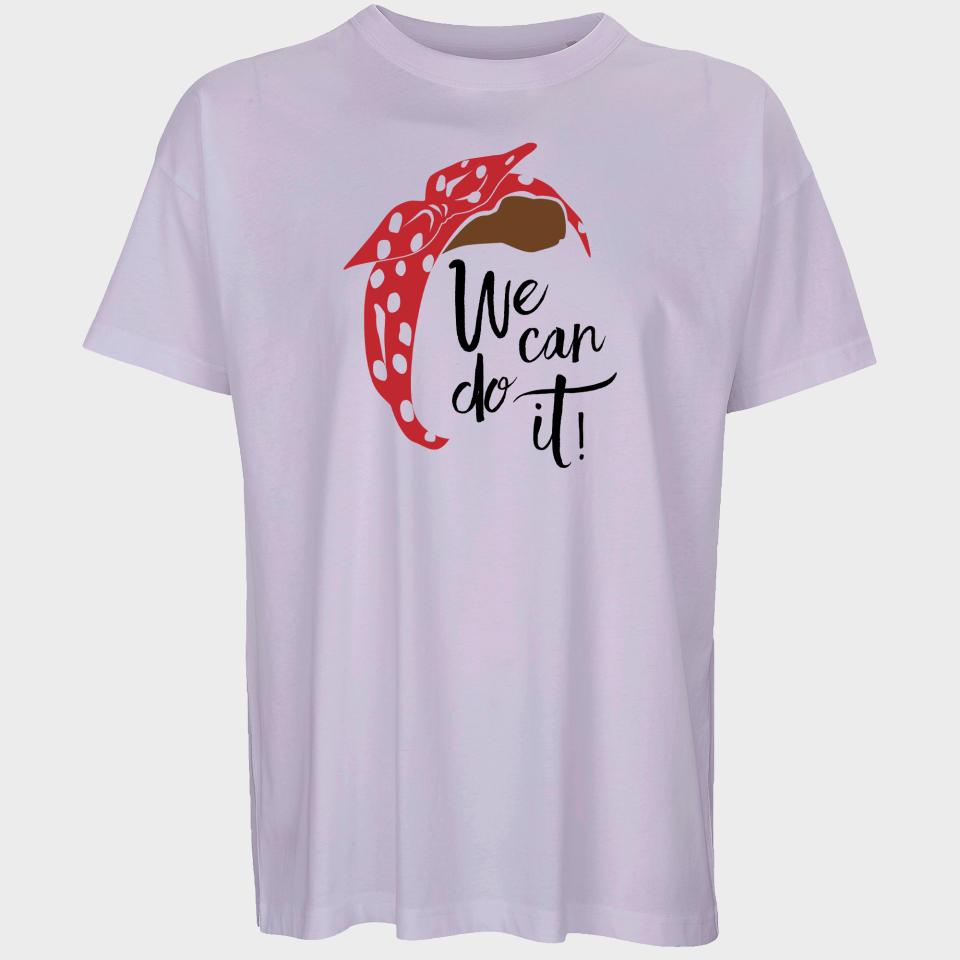 Camiseta oversize hombre para el día de la mujer diseño We Can Do It Silueta