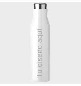 Botella blanca termo de acero inoxidable 600 ml personalizada
