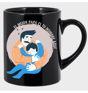 Taza negra para el día del padre diseño Abrazo