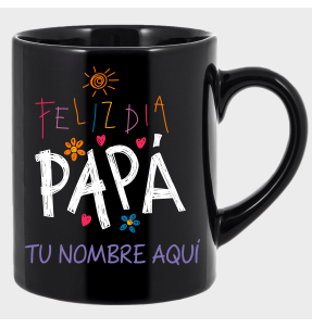 Taza negra para el día del padre diseño Feliz Día Papá