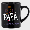 Taza negra para el día del padre diseño Feliz Día Papá