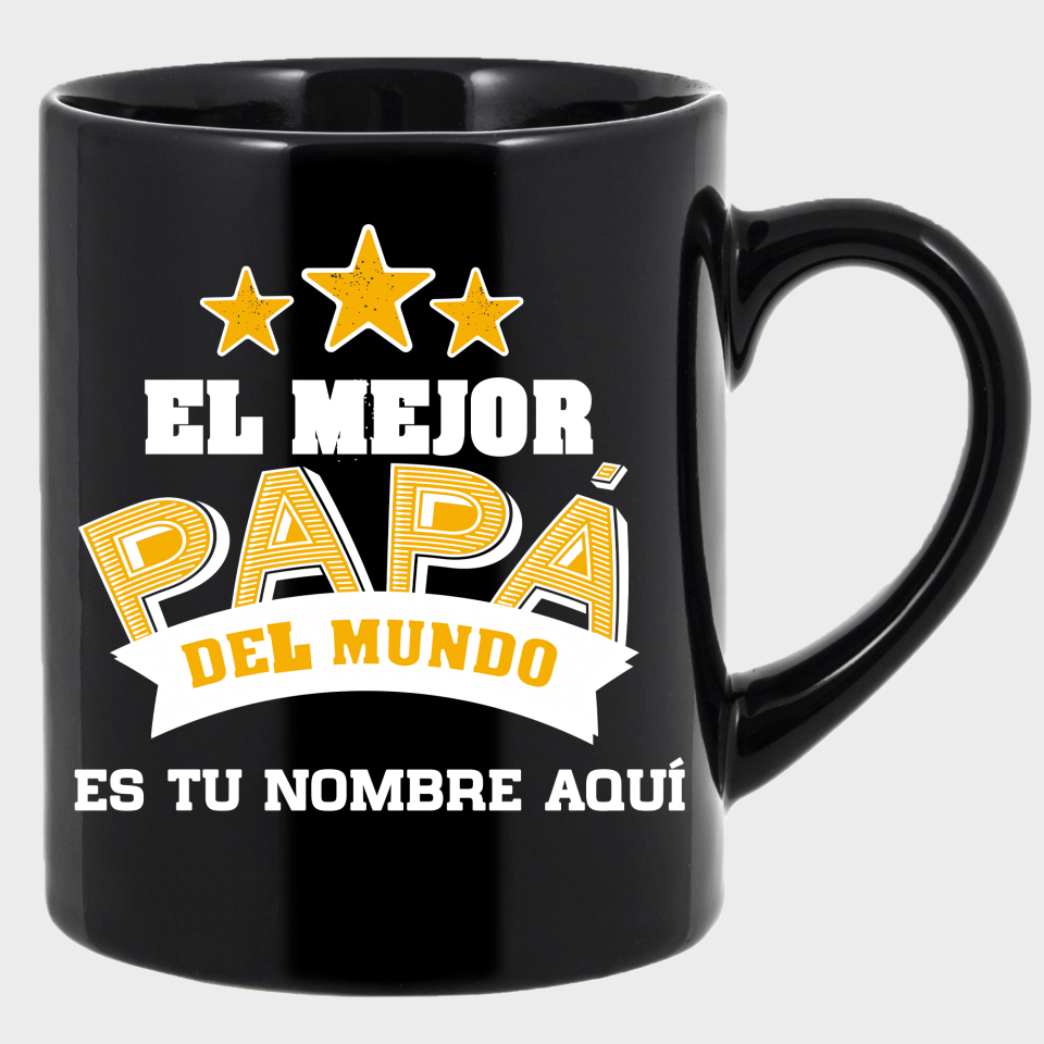Taza negra para el día del padre diseño Mejor Papá