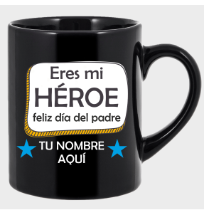 Taza negra para el día del padre diseño Héroe