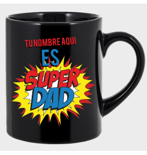 Taza negra para el día del padre diseño SuperDad