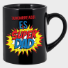 Taza negra para el día del padre diseño SuperDad