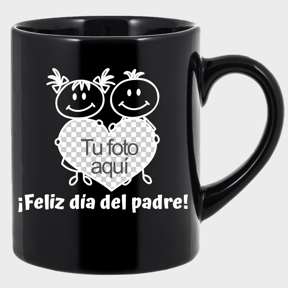 Taza negra para el día del padre diseño Corazón