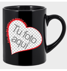 Taza negra para el día del padre diseño Corazón Rojo