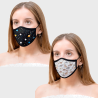 Mascarilla algodón orgánico reversible mediana dinos grey y planets black homologada con protección +90%