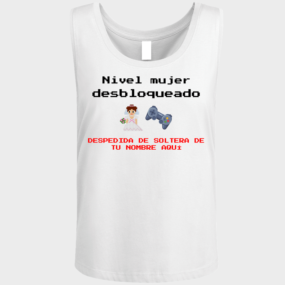 Camiseta de tirantes despedida de soltera personalizable: Nivel Mujer