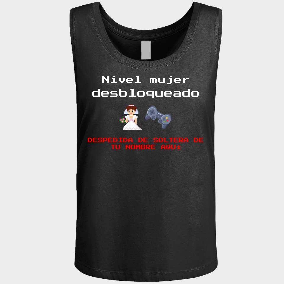 Camiseta de tirantes despedida de soltera personalizable: Nivel Mujer