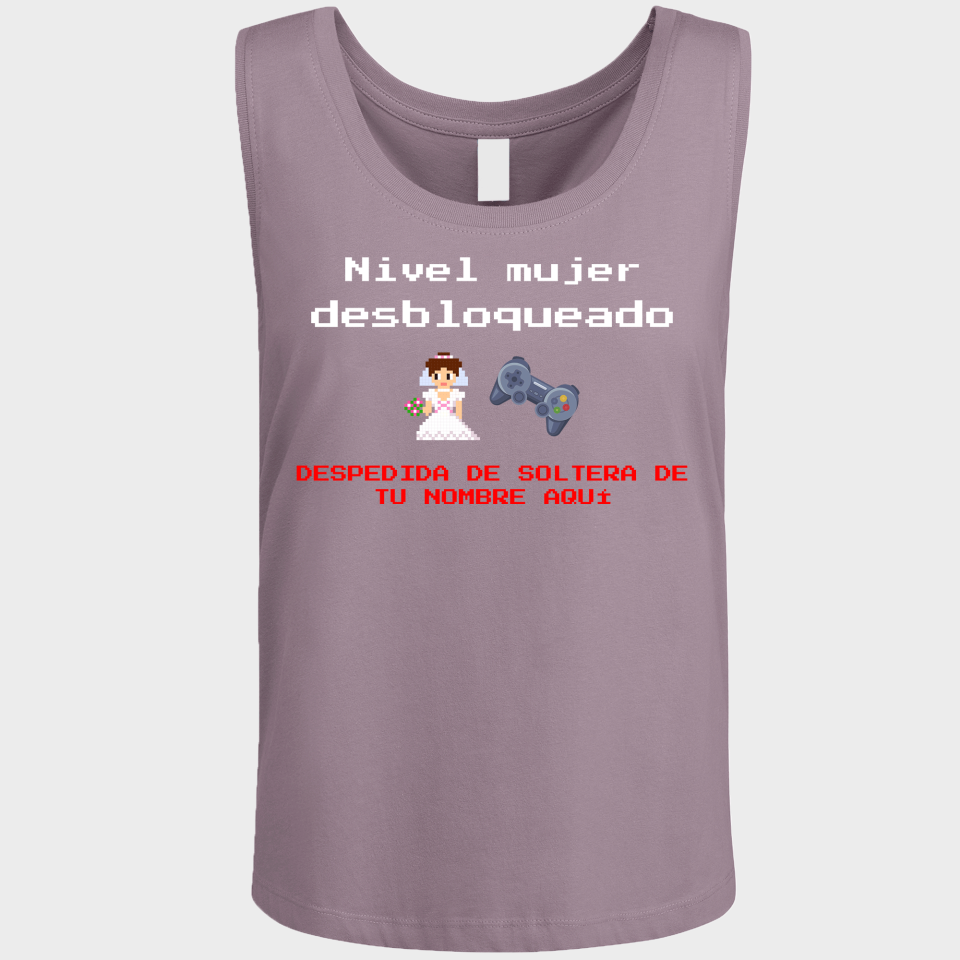 Camiseta de tirantes despedida de soltera personalizable: Nivel Mujer