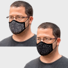 Mascarilla algodón orgánico reversible grande dots black y flower antracite homologada con protección +90%