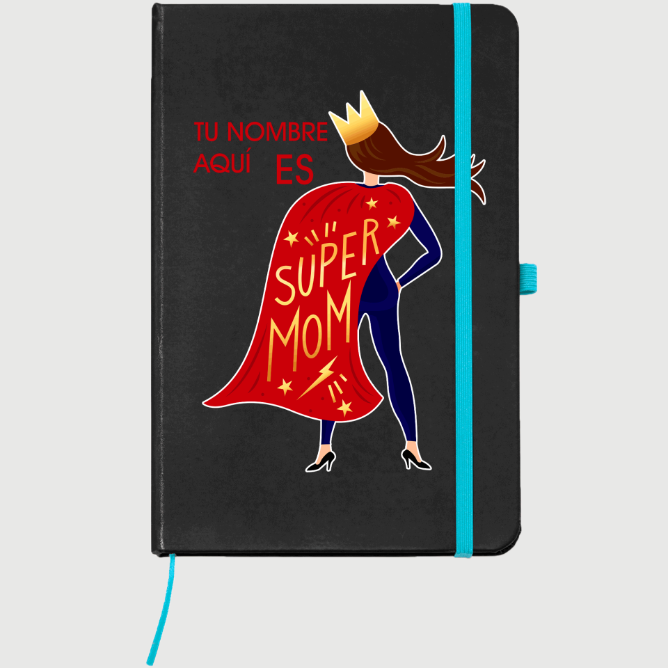 Bloc de notas A5 para el día de la madre diseño Superheroína