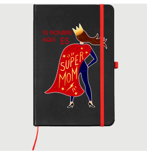 Bloc de notas A5 para el día de la madre diseño Superheroína
