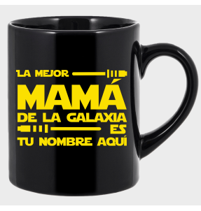 Taza negra para el día de la madre diseño La mejor de la galaxia