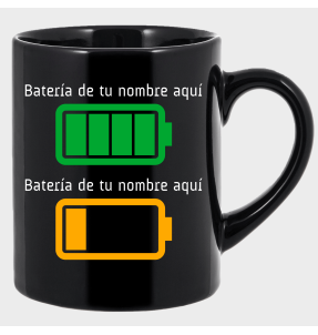 Taza negra para el día de la madre diseño Batería