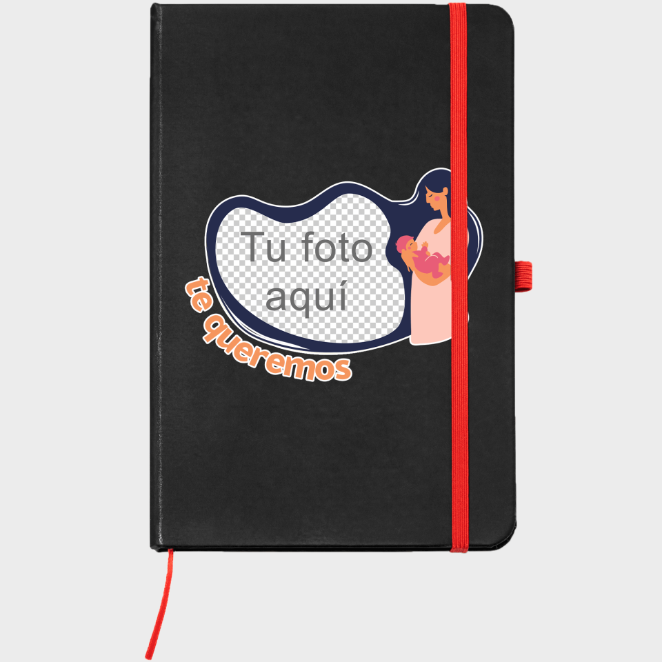 Bloc de notas A5 para el día de la madre diseño Madre con bebé