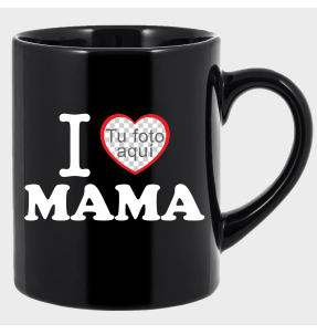 Taza negra para el día de la madre diseño I love mama