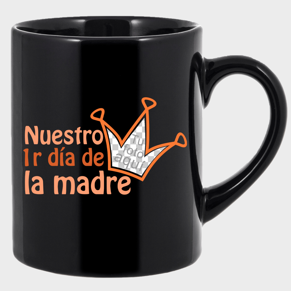 Taza negra para el día de la madre diseño Primer día