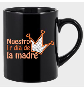 Taza negra para el día de la madre diseño Primer día