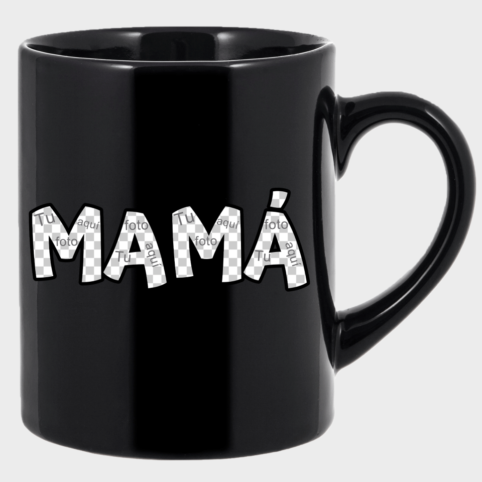 Taza negra para el día de la madre diseño Mamá