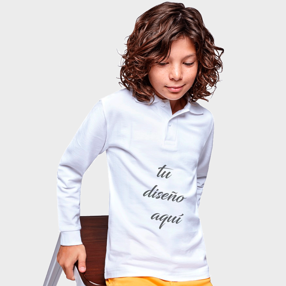 Polo niño manga larga premium personalizado