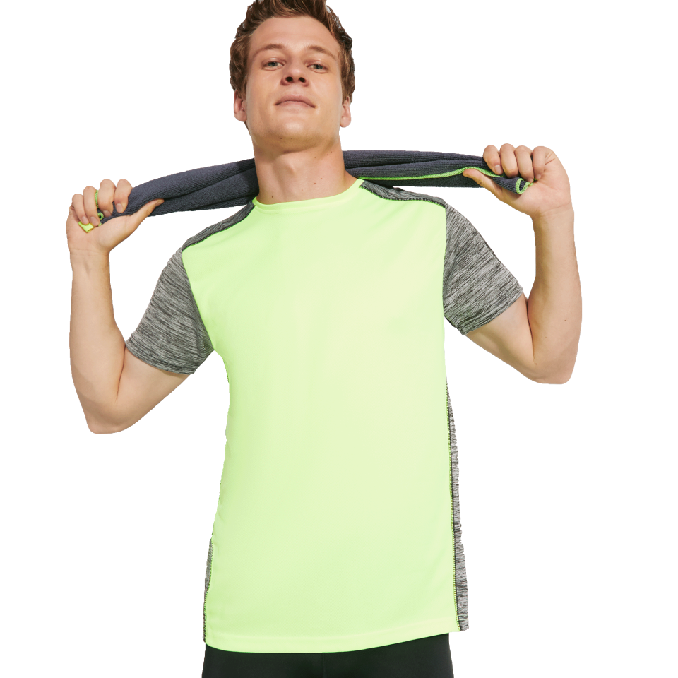 Camiseta técnica combinada jaspeada personalizada