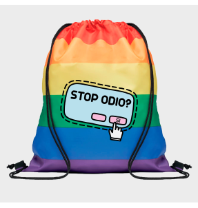 Mochila de cuerdas para el orgullo LGBTIQA+ diseño Stop Odio