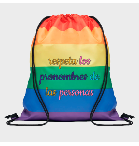 Mochila de cuerdas para el orgullo LGBTIQA+ diseño Respeta