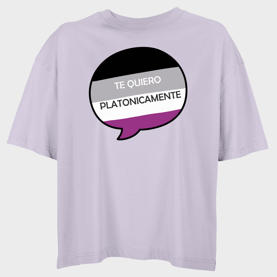 Camiseta oversize mujer para el orgullo LGBTIQA+ diseño Te Quiero Platonicamente