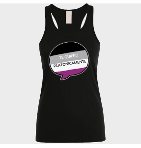 Camiseta de tirantes mujer para el orgullo LGBTIQA+ diseño Te Quiero Platonicamente