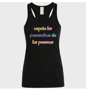 Camiseta de tirantes mujer para el orgullo LGBTIQA+ diseño Respeta