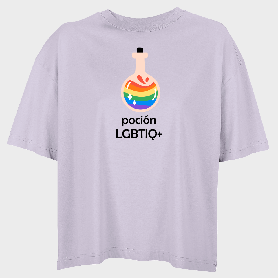 Camiseta oversize mujer para el orgullo LGBTIQA+ diseño Poción